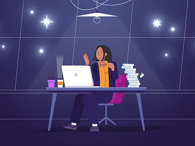 Frustated Hiring Manager angry animation branding coffee design design inspiration explainer video flat design fresh design frustated illustration inspiration laptop late night night ui working working at night