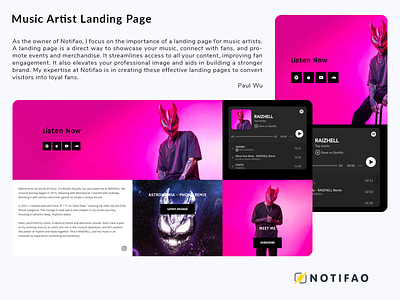Music Artist Landing Page apple music artist brand design branding email capture email page graphic design landing page music one pager spotify web design website website design