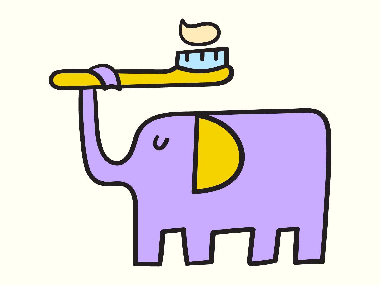 Elephant with toothbrush animal branding care children cute dental design elephant flat graphic design hygiene icon illustration kid little logo mark symbol toothbrush toothpaste