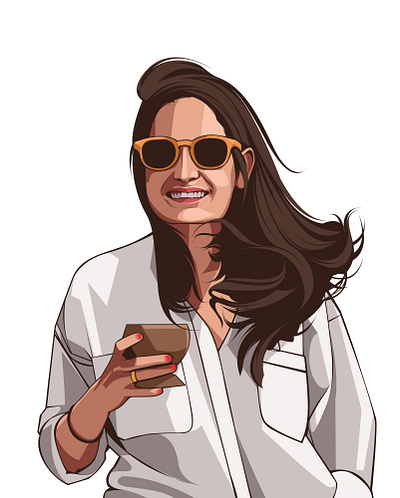 Smiling Woman In Sunglasses digitalart graphic design illustration