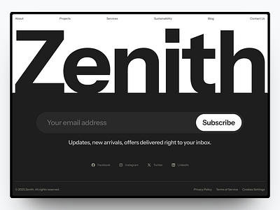 Zenith - Website Footer Design branding design footer graphic design landing page typography ui web design website