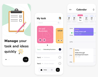 Task Management App application design graphic design illustration landing page logo mobile app ui ux