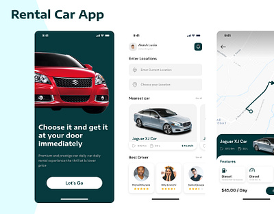 Rental Car App application branding design graphic design illustration landing page mobile app ui ux