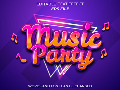 music party text effect 3d branding logo music party text effect