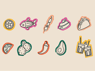 Boka Loka - Icons branding design food graphic design icones icons identité visuelle illustration logo restaurant vector visual design visual identity