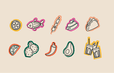 Boka Loka - Icons branding design food graphic design icones icons identité visuelle illustration logo restaurant vector visual design visual identity