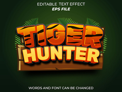 tiger hunter text for badge game 3d app badge branding design game illustration label logo ui