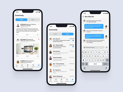 School Management App - Community app design chats college app community conversation english feeds learning messages mobile app school school app school management school management app student task management app teacher ui uiux ux