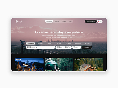 Daily UI #003 - Landing page airbnb clean concept daily daily ui dark dark mode dark ui design landing page minimalist popular travel ui webdesign website