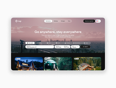 Daily UI #003 - Landing page airbnb clean concept daily daily ui dark dark mode dark ui design landing page minimalist popular travel ui webdesign website