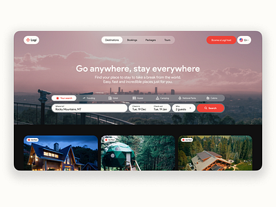 Daily UI #003 - Landing page airbnb clean concept daily daily ui dark dark mode dark ui design landing page minimalist popular travel ui webdesign website