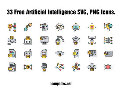 33 Free Artificial Intelligence SVG, PNG Icons ai artificial intelligence design free resources freebies icon pack icon set icons png icons svg icons
