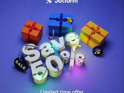 Save 50% discount 3d animation box christmas lights gift box jotform light light bulbs limited time offer sale save 50