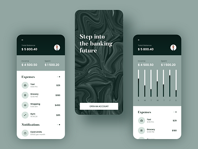 Mobile banking - App Design banking luxury minimalistic mobile app