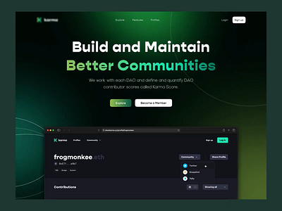 Landing Page Design for Crafting a Better DAO Community dark homepage homepage landing page web design
