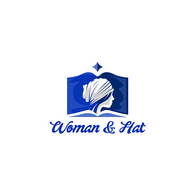 Woman and Hat Logo book design library logo read woman