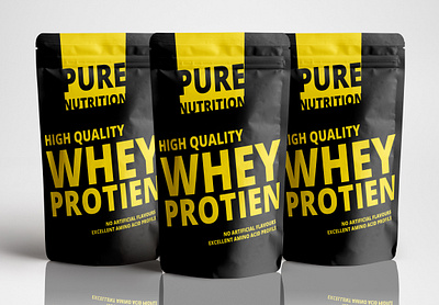 Whey Protein Pouch Packaging Design bag design bottle design branding cbd packaging design food packaging graphic design gummies bag illustration labeldesign logo mylar bag packaging protein supplement supplement label