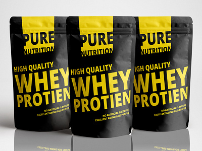 Whey Protein Pouch Packaging Design bag design bottle design branding cbd packaging design food packaging graphic design gummies bag illustration labeldesign logo mylar bag packaging protein supplement supplement label