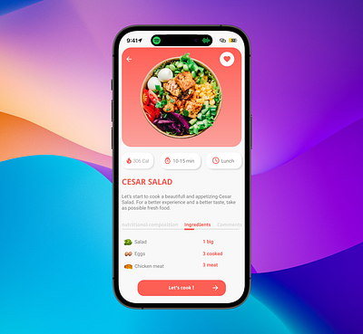 Let's cook ! app cook design designer figma food graphic design illustrattion landing page mobile ui ux