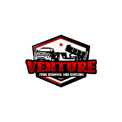 Venture : Junk Removal and Hauling Logo garbage junk removal truck
