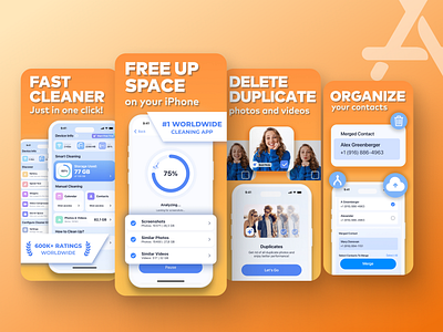 App Store Screenshots | Phone Cleaner App app cleaner app store app store screenshots application aso cleaner design graphic design illustration mobile marketing ui