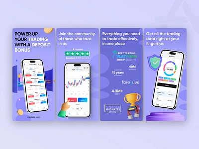 App Store Screenshots | Trading App app app store app store screenshots application aso cpp custom product pages deposit design finance finance app markets mobile marketing money app stocks trading