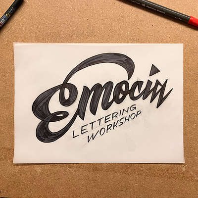 Emocia (emotion) hand lettering sketch lettering sketch type