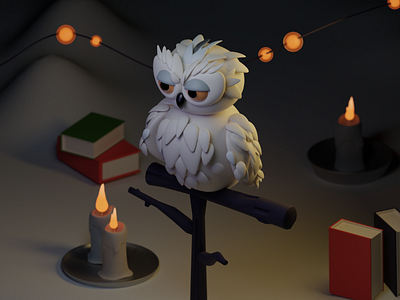 Owl 3d charachter graphic design illustration