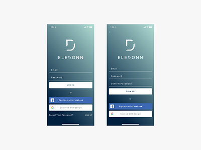 App & Logo Design for Eledonn | Tatyana Nikitenko app clean design eledonn green icon log in logo register screen sign in turquoise white