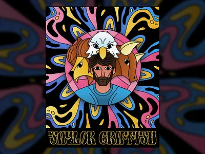 Poster Design clean design figma flat groovy illustration people psychedelic simple vintage