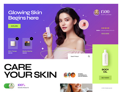 Skin Care Website animation beauty care creative design glow graphic design modern product skin skincare ui website