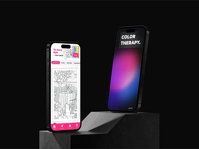 Color Therapy App: Canvas for Self-Expression aesthetic app app design blur effect color color app color book app color therapy colour design gradient ios app iphone self expression self help self love ui ui design ux visual design