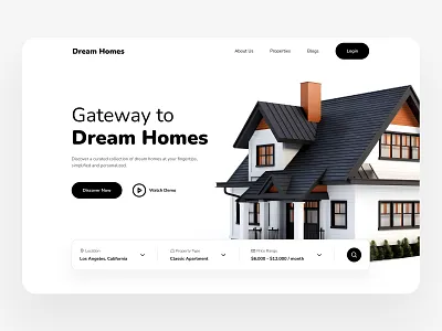 Real Estate Landing Page - Hero Section branding design illustration landingpage logo realestate ui uiux ux website