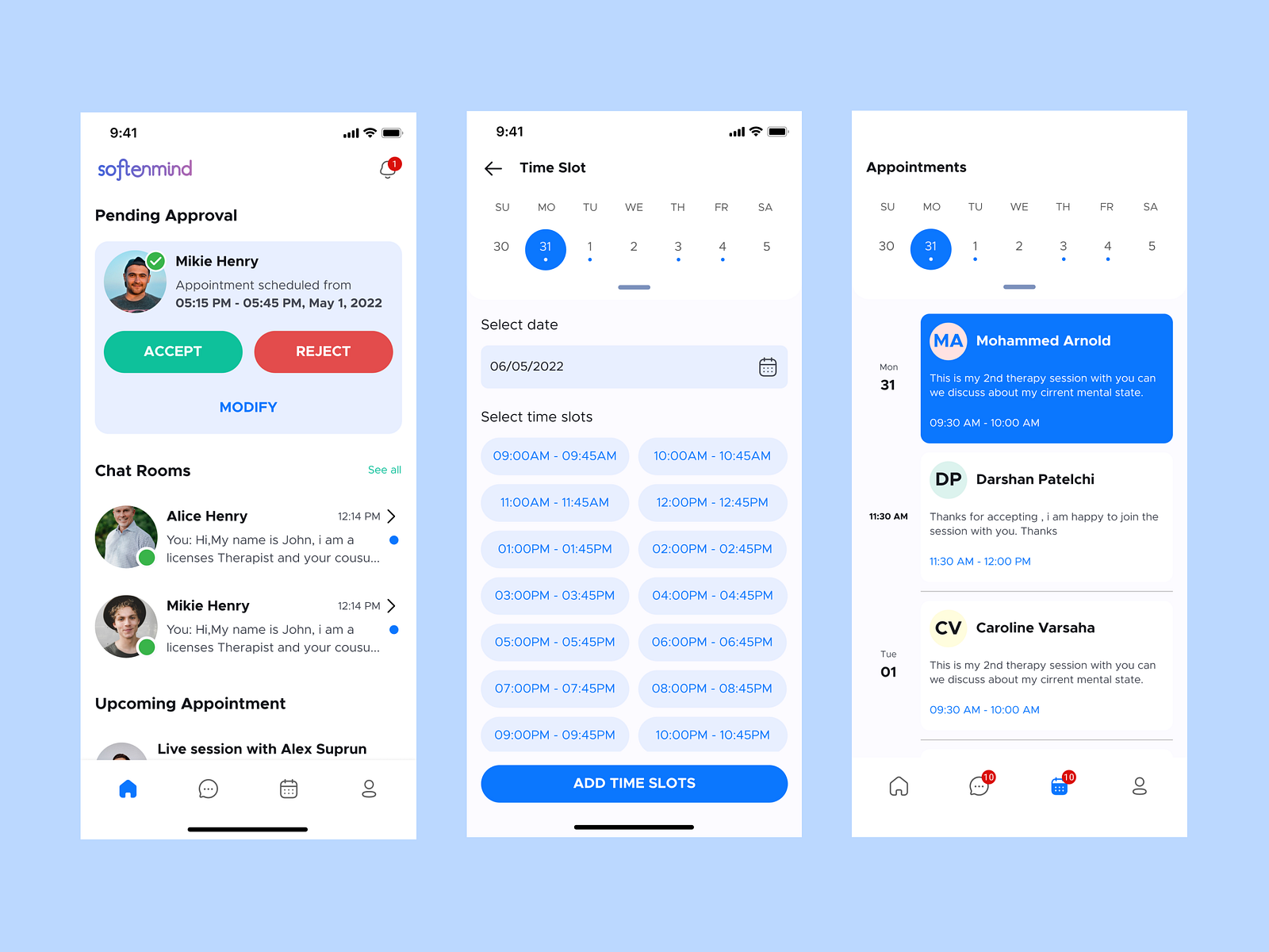 Mental Health App UI - Appointment Booking - Online Therapy UI by ...