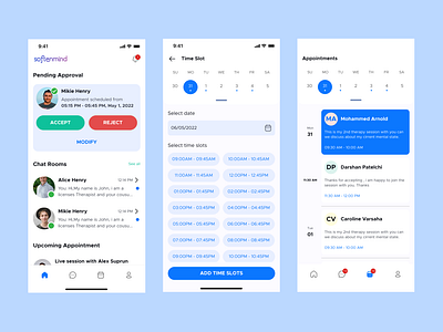 Mental Health App UI - Appointment Booking - Online Therapy UI app design app ui appointment booking fitness app health wellness app ui healthcare app mental health app mobile app design ui