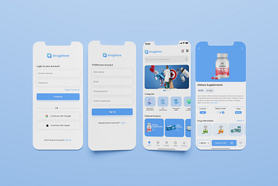 Pharmacy Mobile App UI Design appdesign branding creativedesign designinspiration designprocess graphic design interactiondesign login mobileappdesign mobileui pharmacy sign up ui ui design uiinspiration uiux userinterface visualdesign webdesign