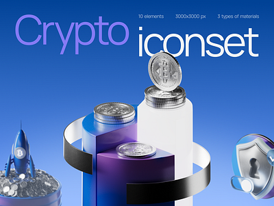 Crypto icon set (part 1) 3d bitcoin blender branding business cinema4d coin crypto design graphic design icon iconset market mobile nft safety stock trading ui web