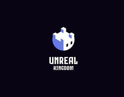 Unreal Kingdom branding castle game dev isometric kingdom logo minimalistic