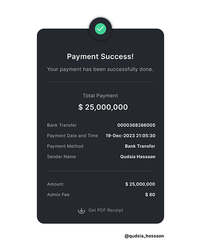 Day 07 of the 100-day UI challenge. Payment Receipt. card dailyui day07 figma figma design payment card payment receipt ui uiux ux design