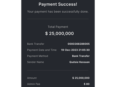 Day 07 of the 100-day UI challenge. Payment Receipt. card dailyui day07 figma figma design payment card payment receipt ui uiux ux design