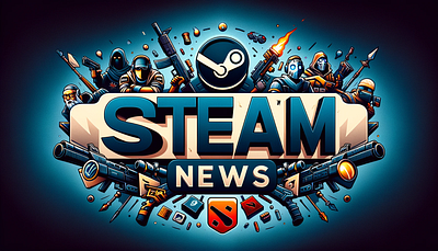Steam news YT banner branding graphic design illustration logo
