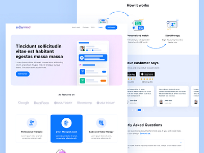 Mental Health & Wellness Landing Page - Online Therapy UI design healthcare app healthcare website ui landing page design ui web design website landing page website ui