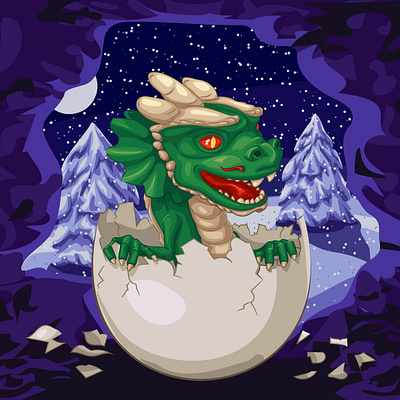 Новорожденный зеленый деревянный дракон wooden dragon