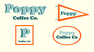fully custom logo set for Poppy Coffee Co branding graphic design logo