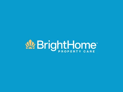 BrightHome Property Care blue branding brandmark bright design graphic design home house icon identity illustrator layout lockup logo maintenance typography vector yellow