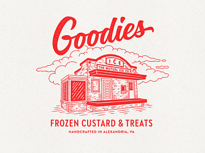 Goodies Ice House branding design dessert frozen custard goodies graphic design ice ice cream illustration lettering logo retro sweets treats vintage
