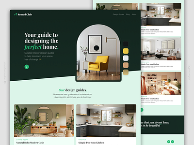Landing page - curated interior design guides affiliate decor design guide interior landing page logo project side ui web