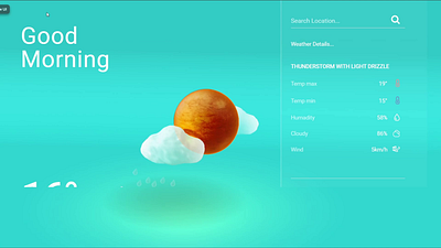 3D Responsive Landing Page 3d animation design figma framer landing page spline ui ux weather webpage