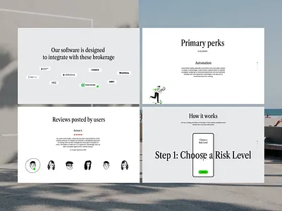 Trading Nest - Website Sections animation benefits branding brands design doodle features finance how it works illustration mobile motion partners reviews testimonials trading ui ux website