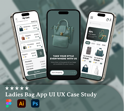 Ladies Bag Application UI UX Design 3d animation branding design graphic design ui ux vector